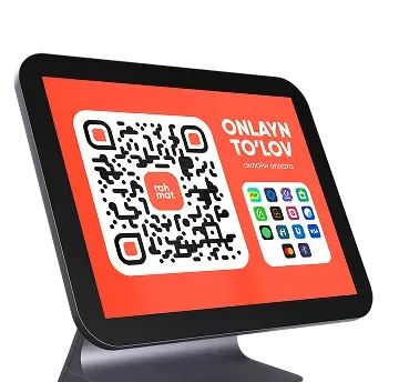 Экран кассы с динамическим QR-кодом Rahmat для оплаты