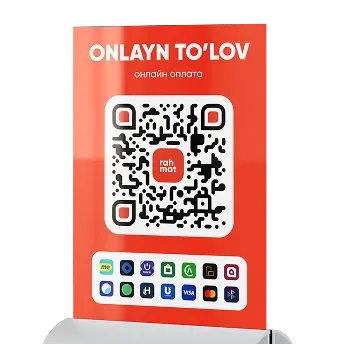 Подставка со статическим QR-кодом Rahmat и логотипами сервисов