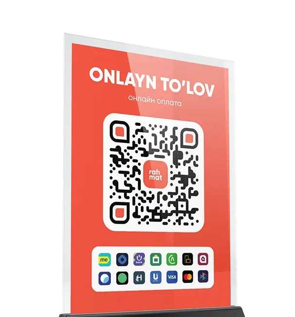 Подставка Rahmat с QR-кодом «Онлайн-оплата» и логотипами сервисов